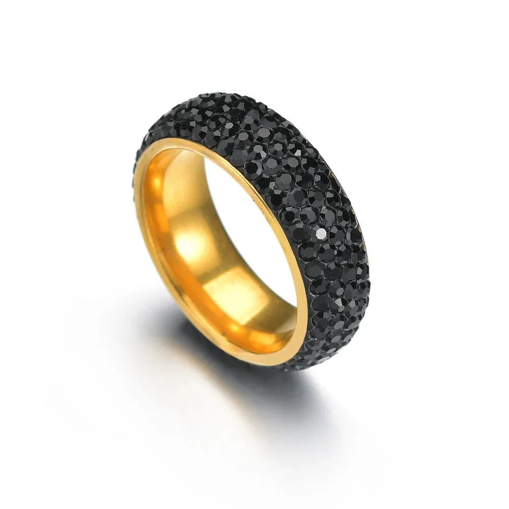 Contemporary Cubic Zirconia Everyday Wear Titanium & Gold Plated Ring For Women (Size : 17 to 21)