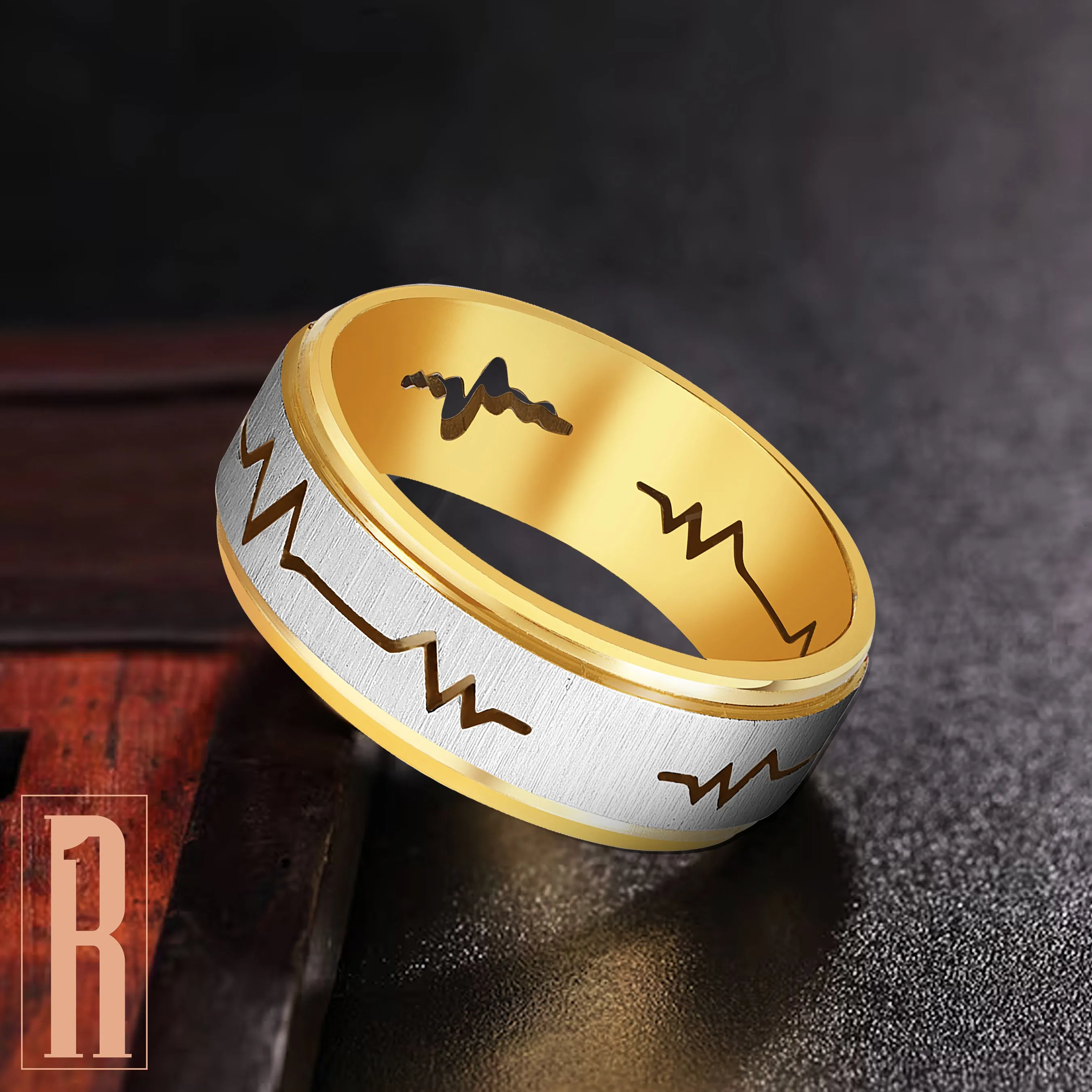 Contemporary Heartbeat Pattern Finger Ring For Men & Boy I Size : 16 To 21