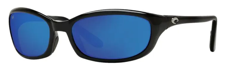 Costa Del Mar Mens Harpoon Shiny Black Frame - Blue Mirror 580 Glass Lens - Polarized Sunglasses