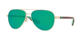 Costa Del Mar Peli 287 Brushed Gold Frame - Green Mirror 580 Glass Lens - Non-Polarized Sunglasses