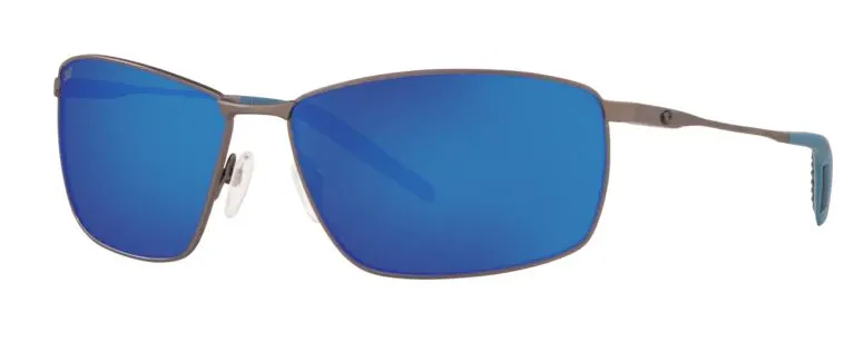 Costa Del Mar Turret Matte Dark Gunmetal Frame - Blue Mirror 580 Plastic Lens - Polarized Sunglasses