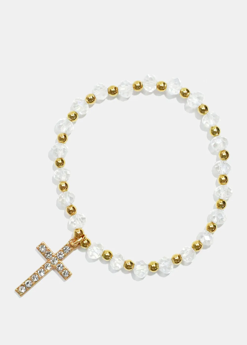 Cross Charm Beaded Bracelet