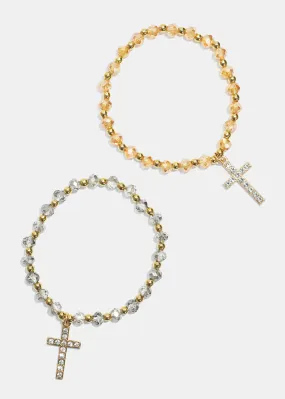 Cross Charm Beaded Bracelet