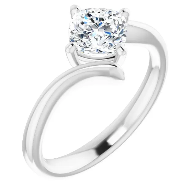 Cubic Zirconia Engagement Ring- The Alva (Customizable Cushion Cut Solitaire with Thin, Bypass-style Band)