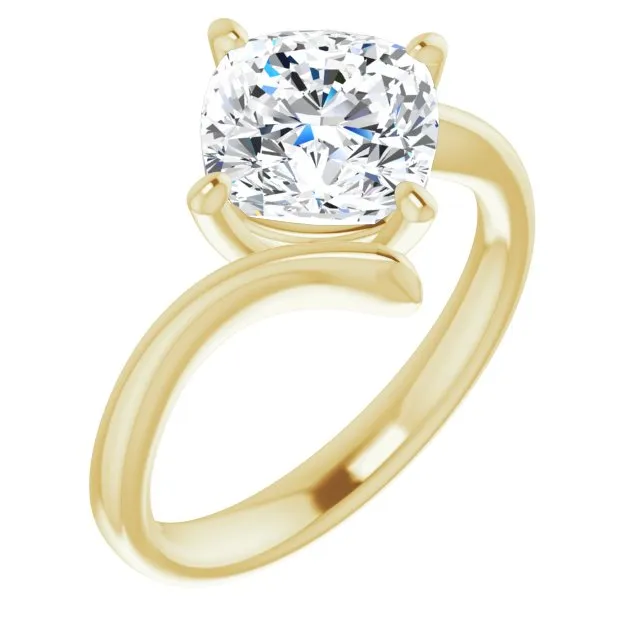 Cubic Zirconia Engagement Ring- The Alva (Customizable Cushion Cut Solitaire with Thin, Bypass-style Band)