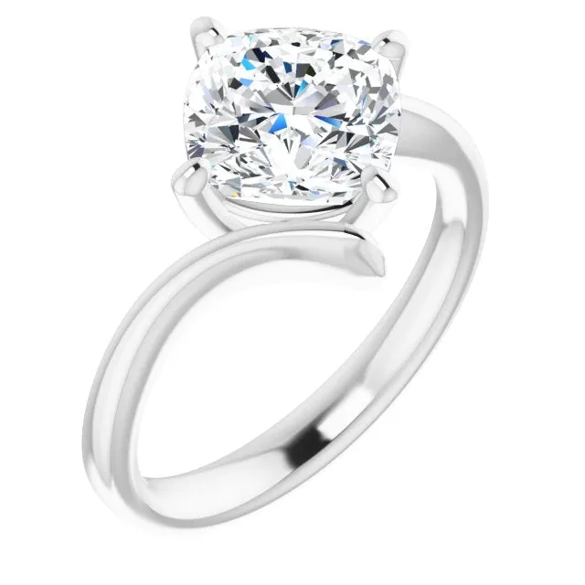 Cubic Zirconia Engagement Ring- The Alva (Customizable Cushion Cut Solitaire with Thin, Bypass-style Band)