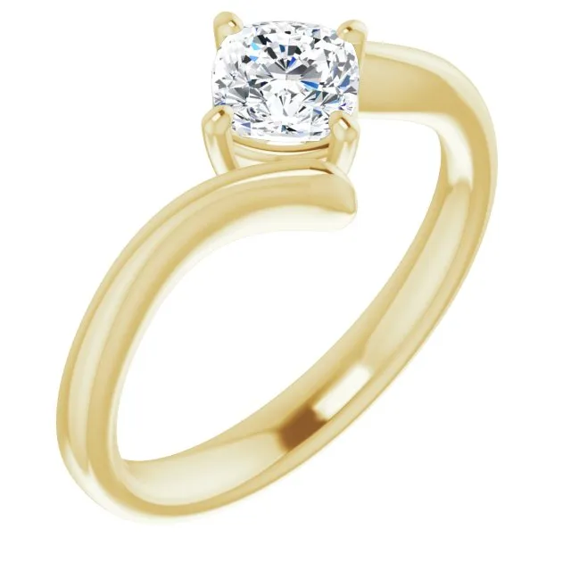 Cubic Zirconia Engagement Ring- The Alva (Customizable Cushion Cut Solitaire with Thin, Bypass-style Band)