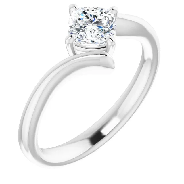 Cubic Zirconia Engagement Ring- The Alva (Customizable Cushion Cut Solitaire with Thin, Bypass-style Band)