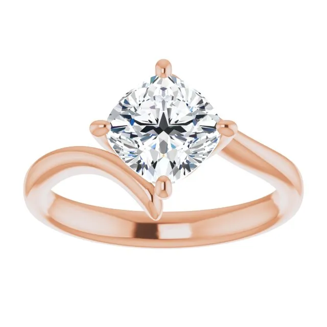 Cubic Zirconia Engagement Ring- The Alva (Customizable Cushion Cut Solitaire with Thin, Bypass-style Band)