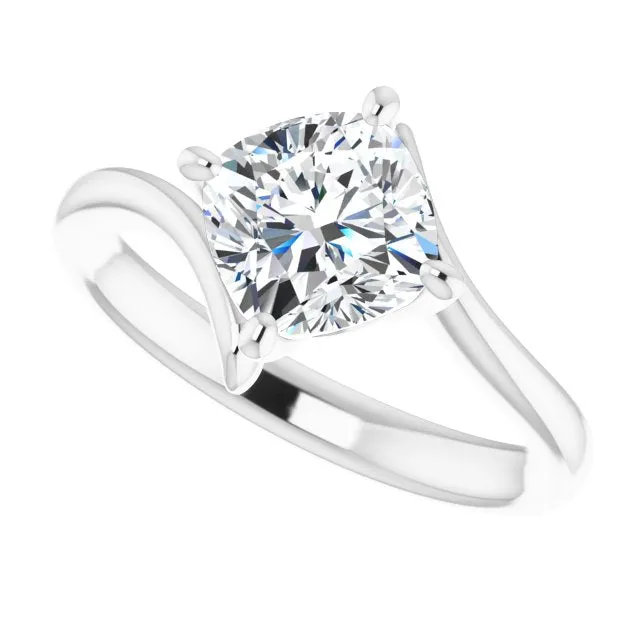 Cubic Zirconia Engagement Ring- The Alva (Customizable Cushion Cut Solitaire with Thin, Bypass-style Band)