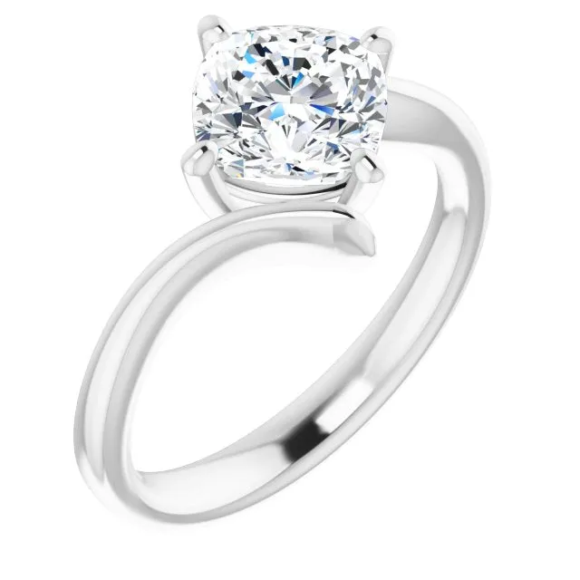 Cubic Zirconia Engagement Ring- The Alva (Customizable Cushion Cut Solitaire with Thin, Bypass-style Band)