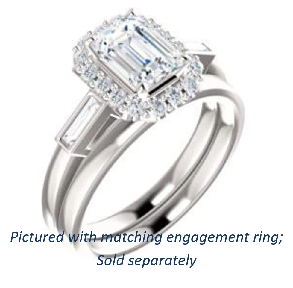 Cubic Zirconia Engagement Ring- The Azariah (Customizable Cathedral Radiant Cut Design with Halo and Straight Baguettes)