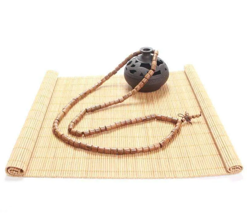 Cylindrical Wenge Wood Prayer Mala Beads Tibetan Buddhist Bracelet