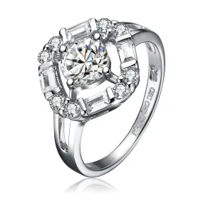 CZ Sterling Silver Rhodium Plated Ring