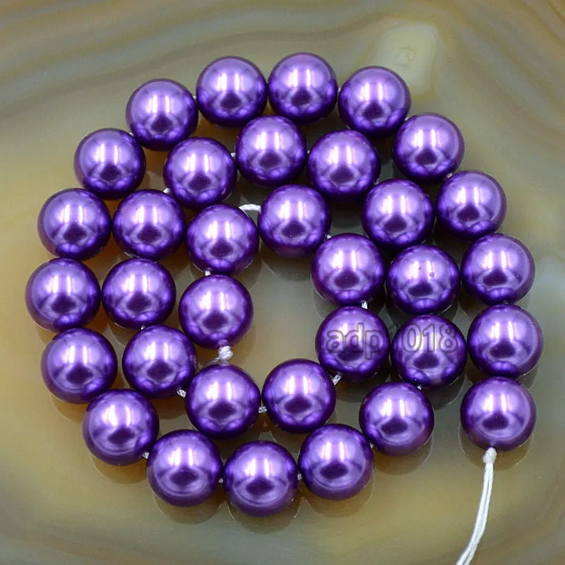 Czech Amethyst Satin Luster Glass Pearl Round Beads on a 15.5" Strand