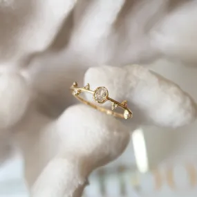 Dainty Gold Vine Ring | 14K Gold Twig Cubic Zirconia Ring