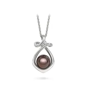 Dancing Twizzle Black Pearl and Silver Pendant