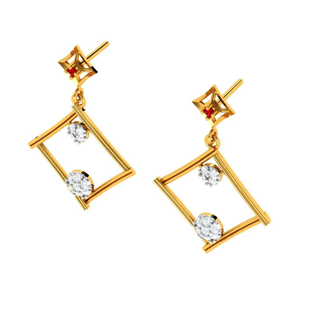 Dazzling Diamond Embedded Triangle 18k Women's Gold Earrings