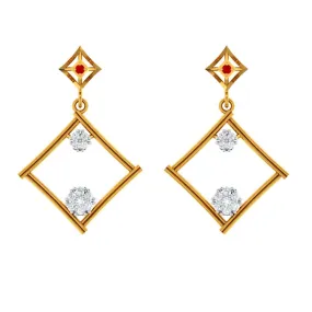 Dazzling Diamond Embedded Triangle 18k Women's Gold Earrings