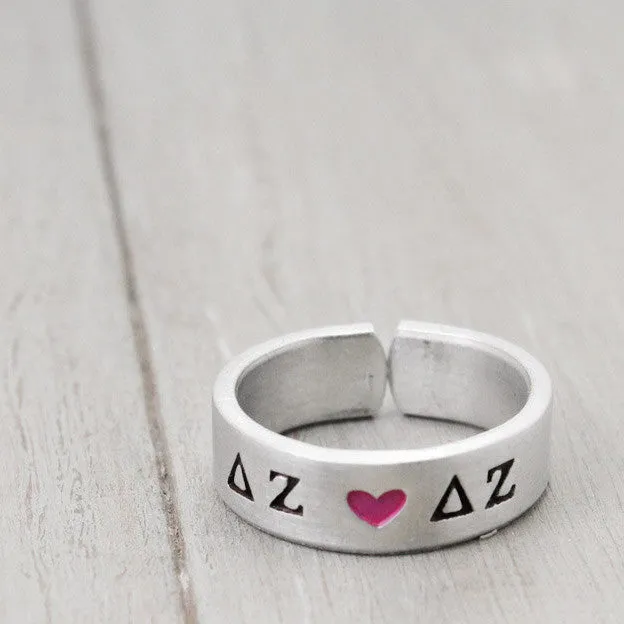 Delta Zeta Heart Ring