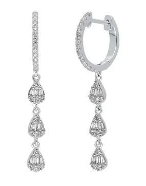 Diamond Earrings - 10ct White Gold Diamond Set Drop Earrings - 784267