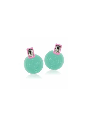 Diamond Green Frisbee Earrings