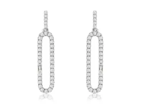 Diamond Paperclip Drop Earrings