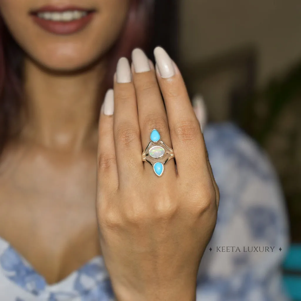 Double Delight - Opal and turquoise Ring