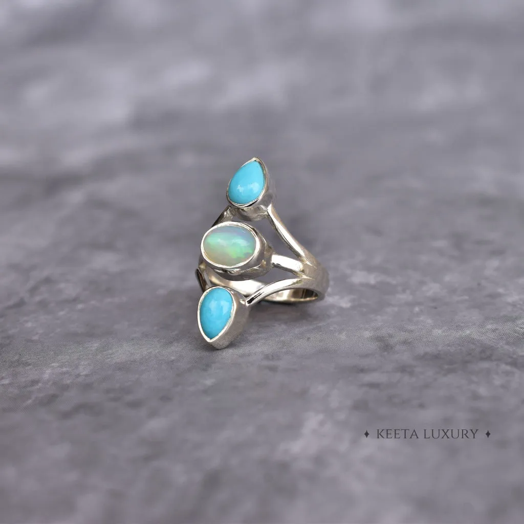 Double Delight - Opal and turquoise Ring