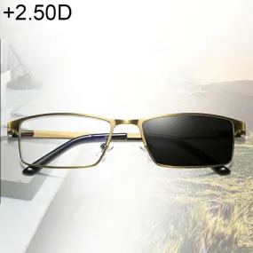 Dual-purpose Photochromic Presbyopic Glasses,  2.50D(Gold)