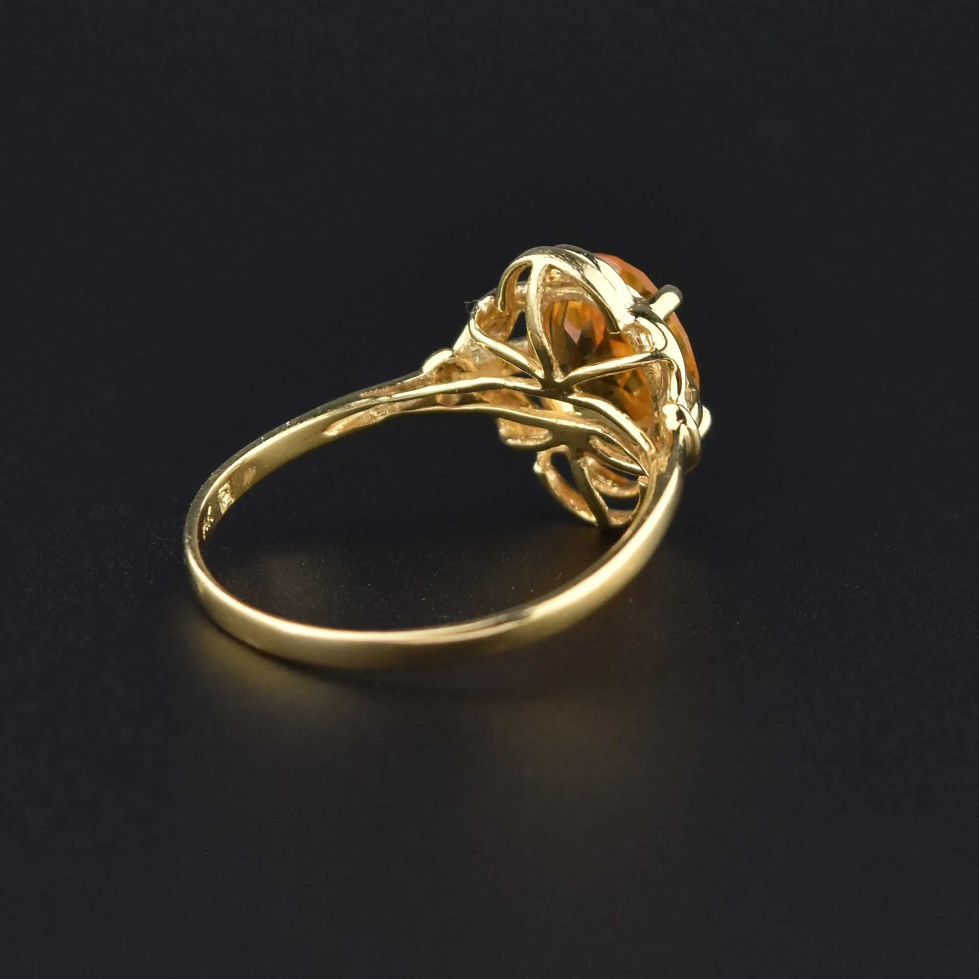 Electric Yellow 14K Gold Oval Solitaire Citrine Ring