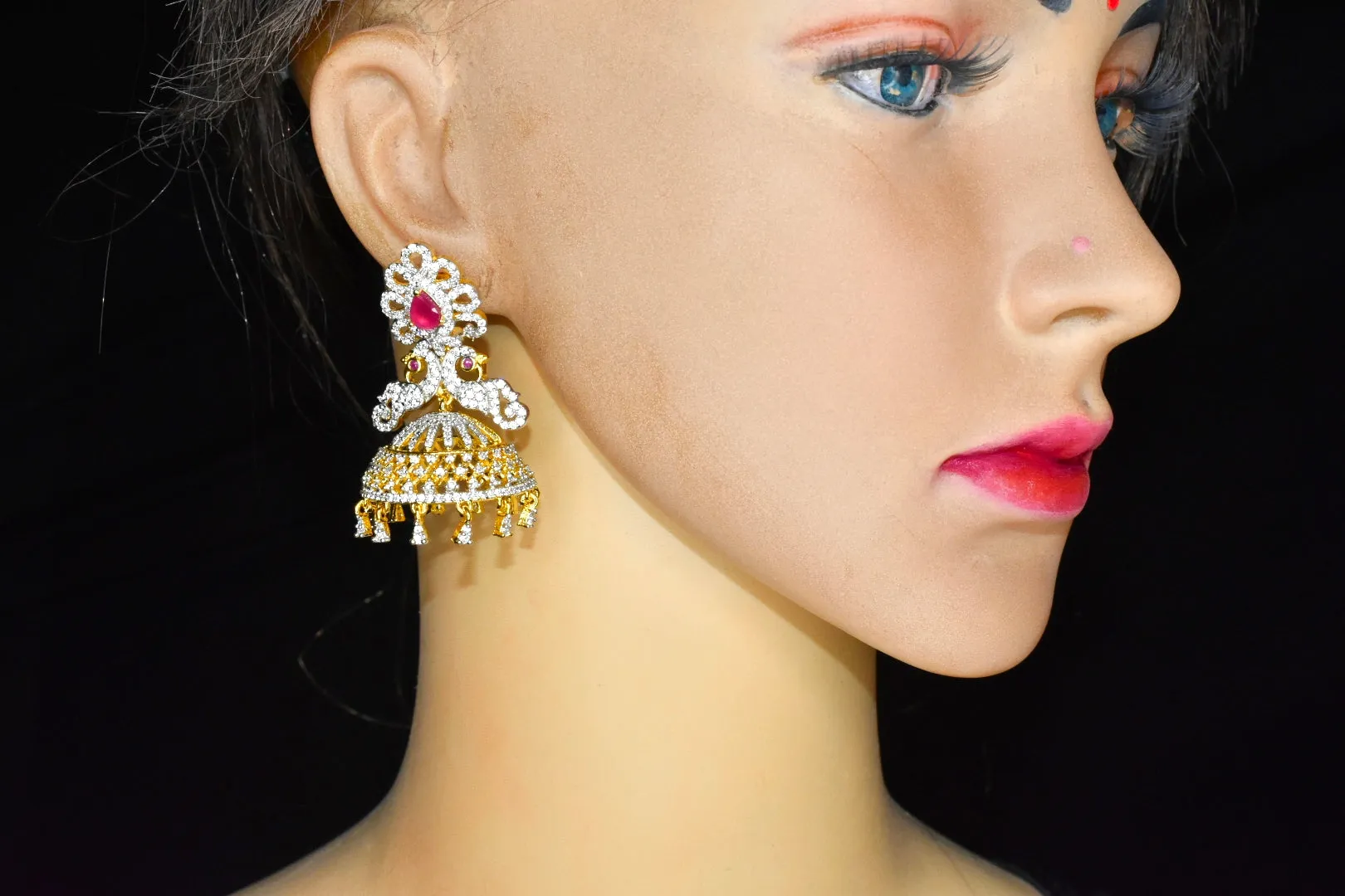 Elegant Peacock CZ Jhumka Earrings By Asp Fashion Jewellery