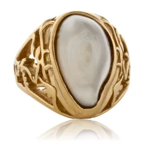 Elk Tooth Ivory Nature Scene Cutout Ring