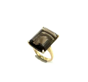 Emerald Cut Smokey Quartz Ring