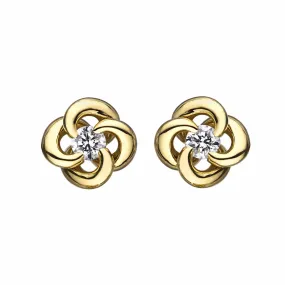 Entwined Petal Flower Earrings - 18ct Yellow Gold