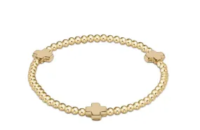 Extends Signature Cross Gold Pattern 3mm Bead Bracelet - Gold