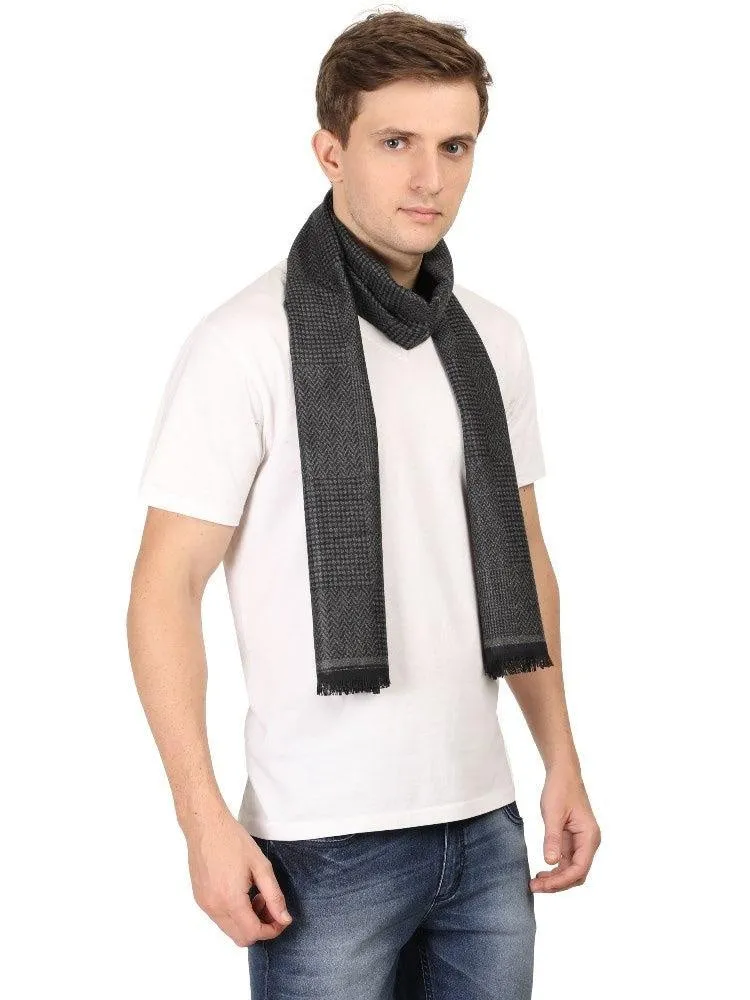 FabSeasons Black Men's Casual Checkered Acrylic Woolen Muffler, Scarf