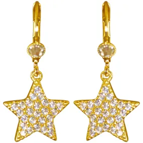 Fairy Diamond Star CZ Leverback Earrings (Goldtone)