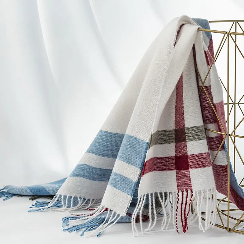 FH23-5155 Lattice stripe printed winter scarf