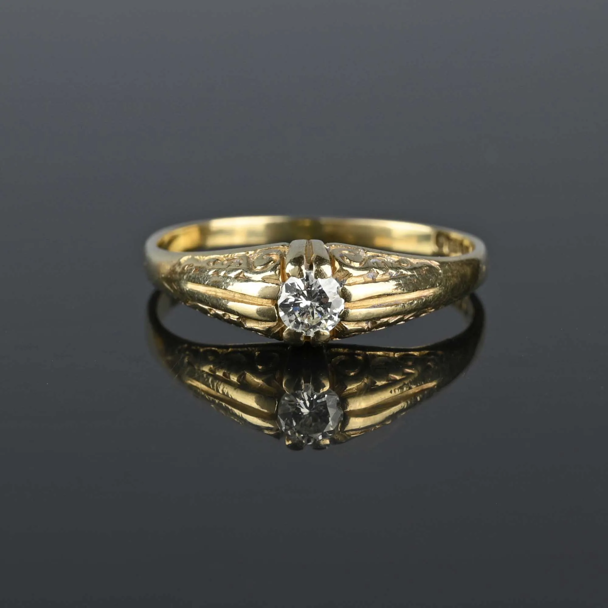 Fine Gold Edwardian Style Diamond Solitaire Ring