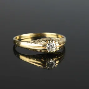 Fine Gold Edwardian Style Diamond Solitaire Ring