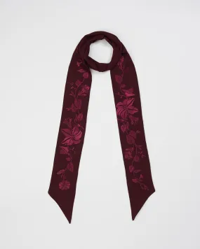 Floral Bohemian Embroidered Burgundy Scarf