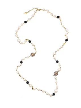 Freshwater Pearls With Black Obsidian Necklace FN030