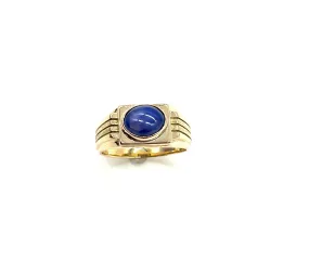 Gents 14k Yellow Gold Blue Star Sapphire Ring