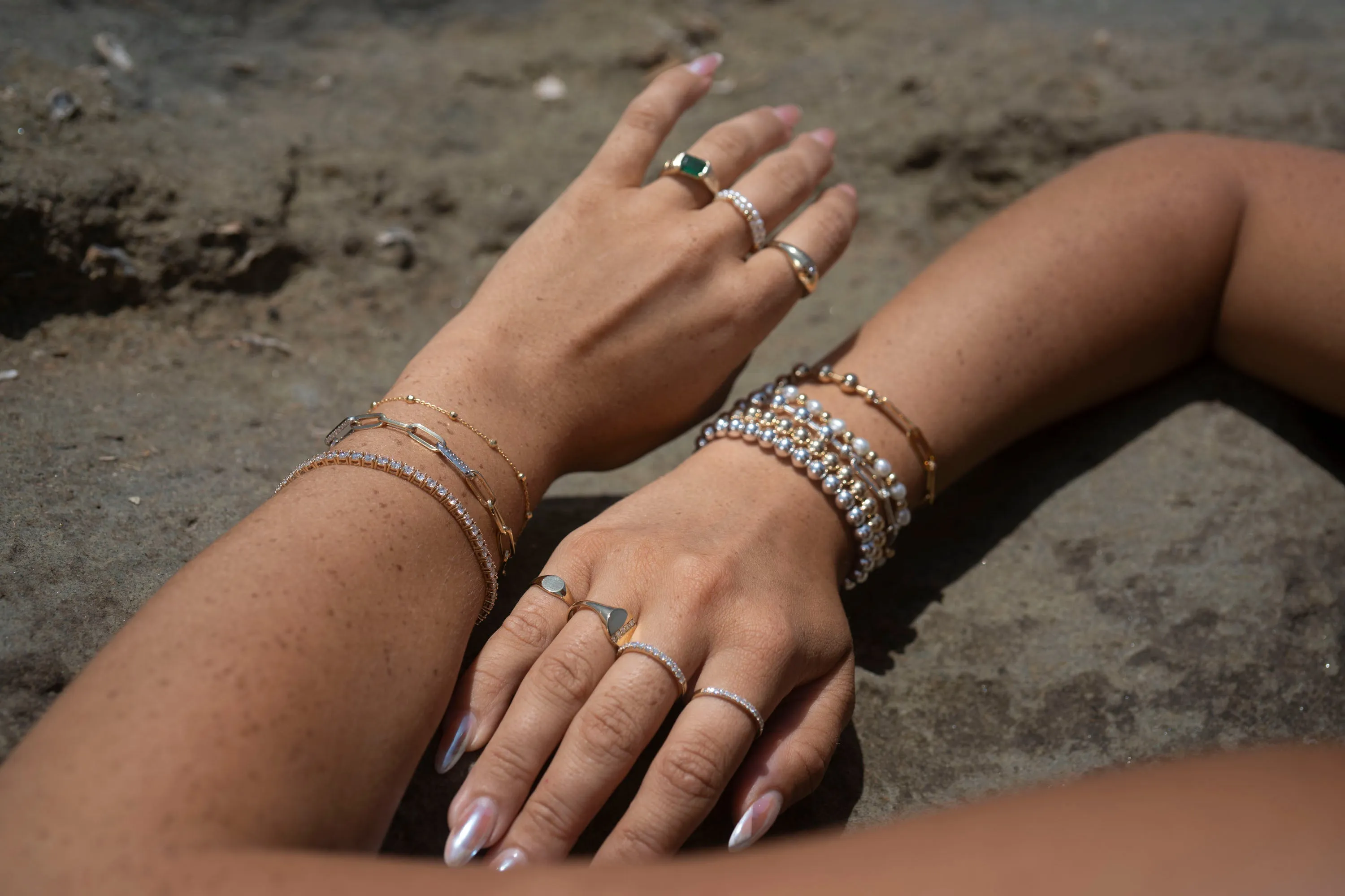 Gold Filled Beaded Paperclip Bracelet