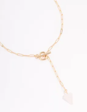 Gold Rose Quartz Charm T&O Pendant Necklace