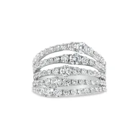 Graduated Diamond Multi-Band Ring