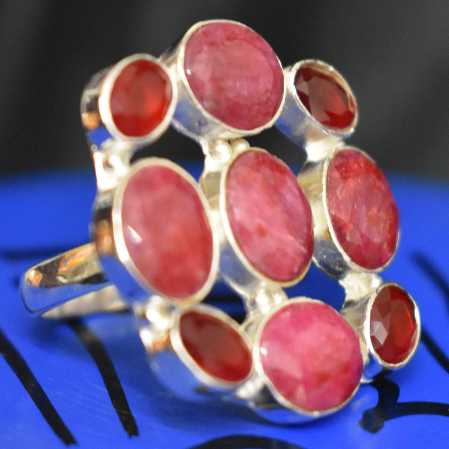 Handcrafted Rough Ruby Ring (925) Sterling Silver