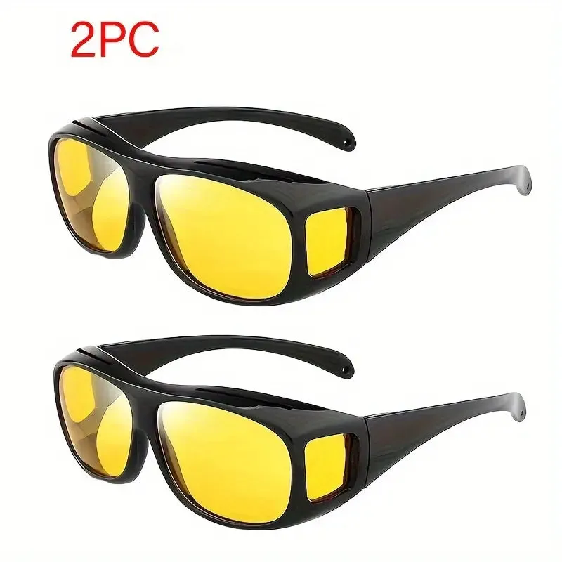 HD Night Vision Wrap Arounds Fit Over  Sunglasses 2 Pack