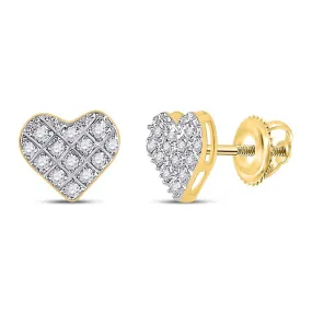 Heart Edgeless Micro Pave Diamond Earrings 10K Gold